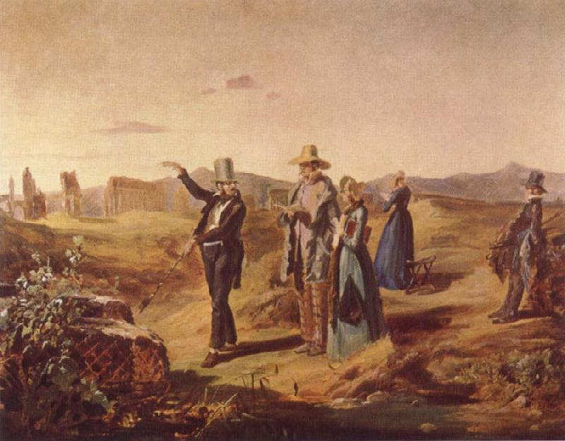 Carl Spitzweg English Tourists in the Roman Campagna oil painting picture